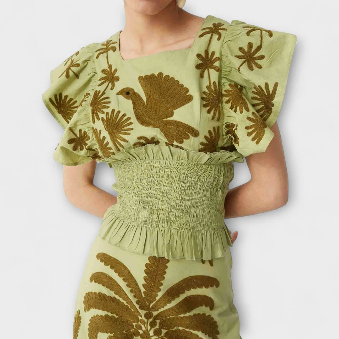 Stylish Tanktop with Palm and Tropical Bird Design Jasmine's Boutique Australia