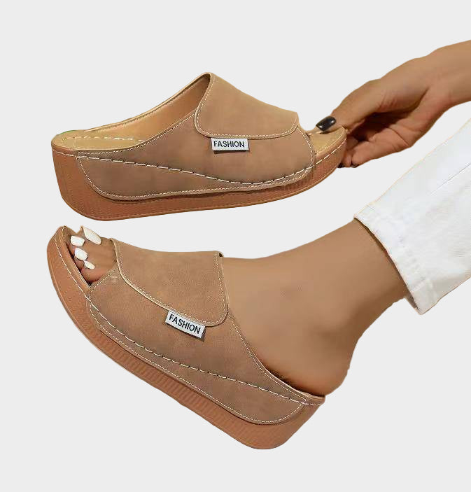 Black Slip-On Wedge Sandals Jasmine's Boutique Australia