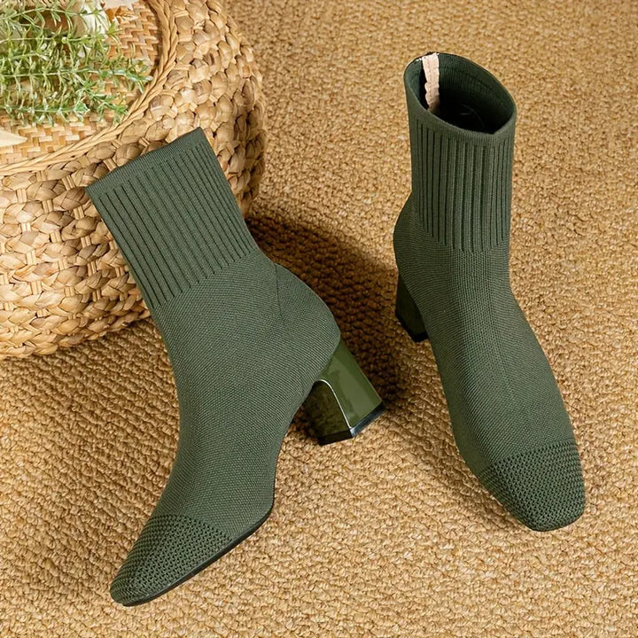 Midnight Knit Block Heel Boots Jasmine's Boutique Australia