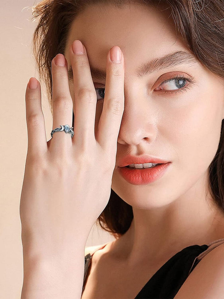 Double Moon Ring with Precious Stones Jasmine's Boutique Australia