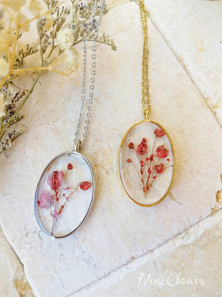 Flower necklace made of pressed resin - Colorful flower mix set Jasmine's Boutique Australia