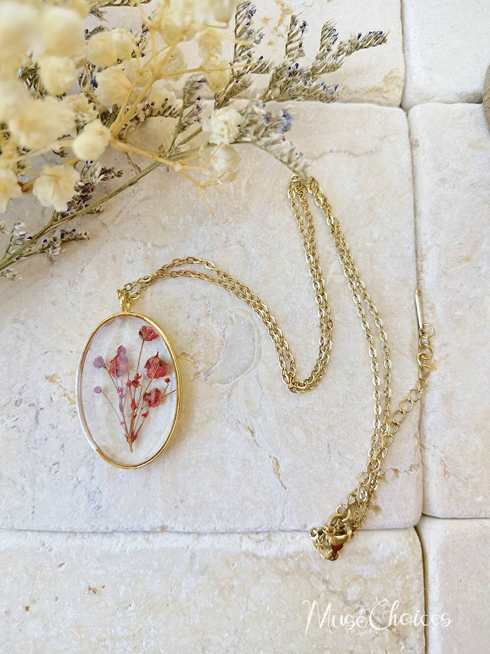 Flower necklace made of pressed resin - Colorful flower mix set Jasmine's Boutique Australia