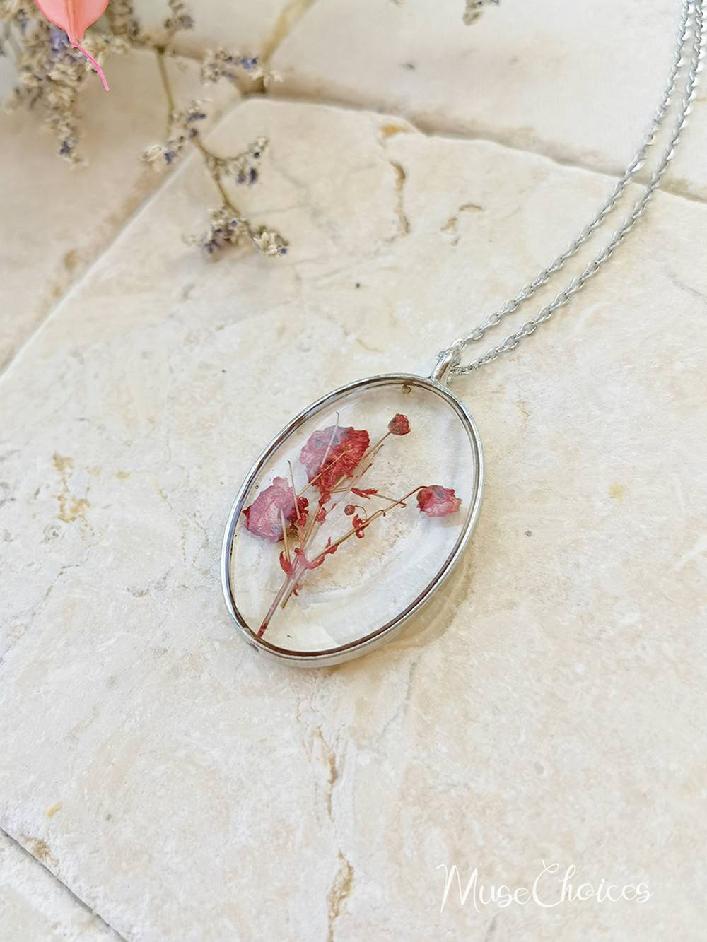 Flower necklace made of pressed resin - Colorful flower mix set Jasmine's Boutique Australia