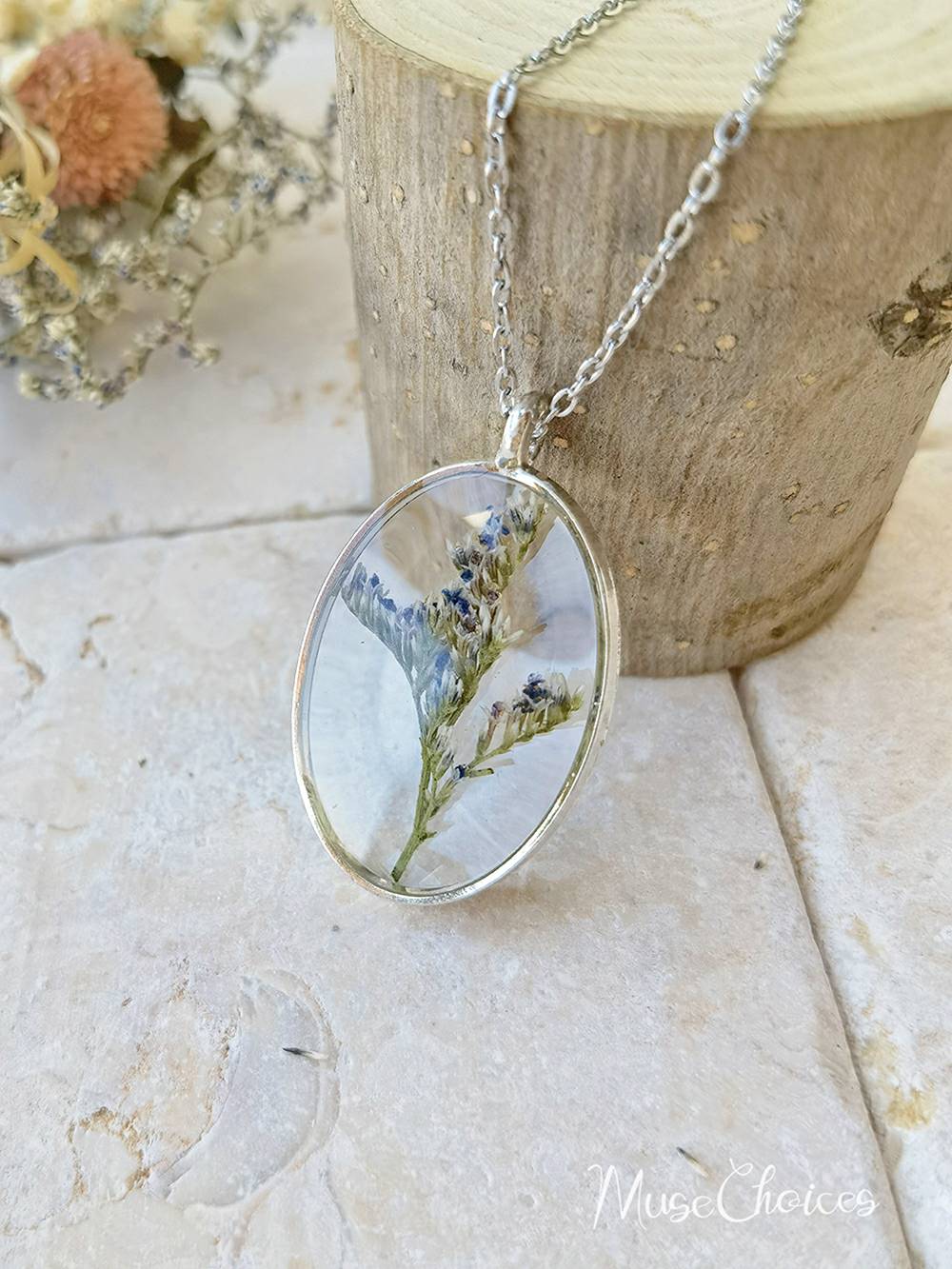 Flower necklace made of pressed resin - Colorful flower mix set Jasmine's Boutique Australia
