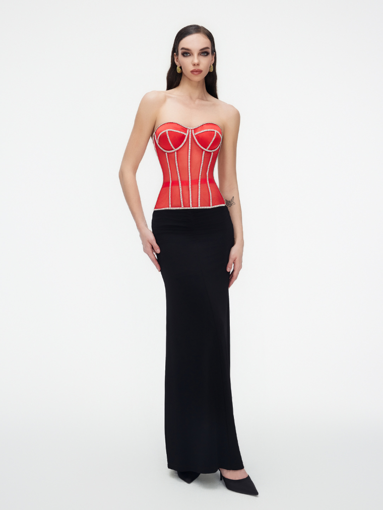 Scarlet Radiance Rhinestone Corset Jasmine's Boutique Australia