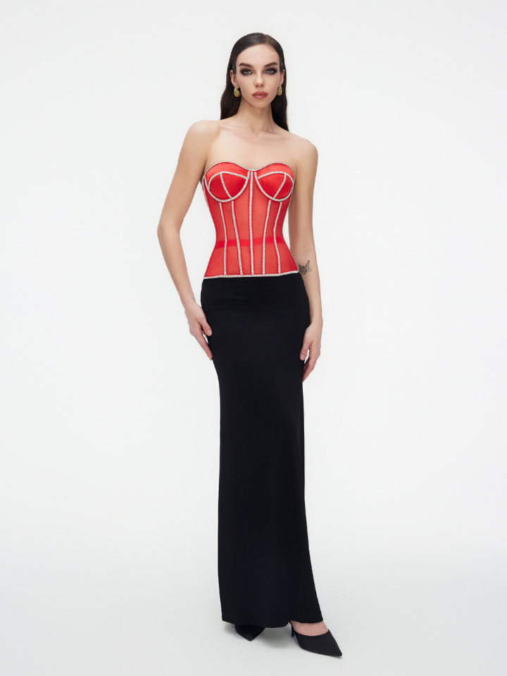 Scarlet Radiance Rhinestone Corset Jasmine's Boutique Australia