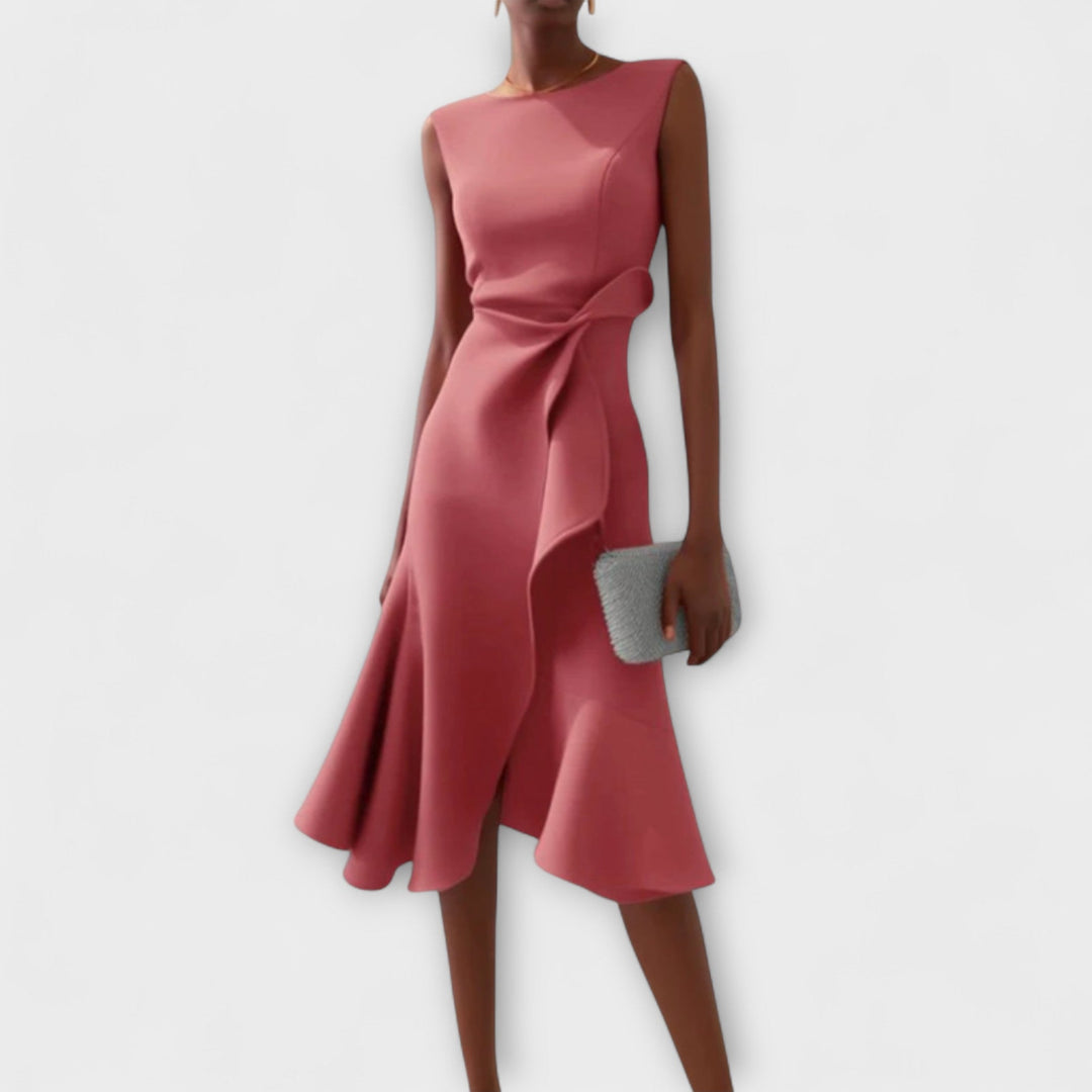Juliette – Asymmetrical Draped Midi Dress Jasmine's Boutique Australia