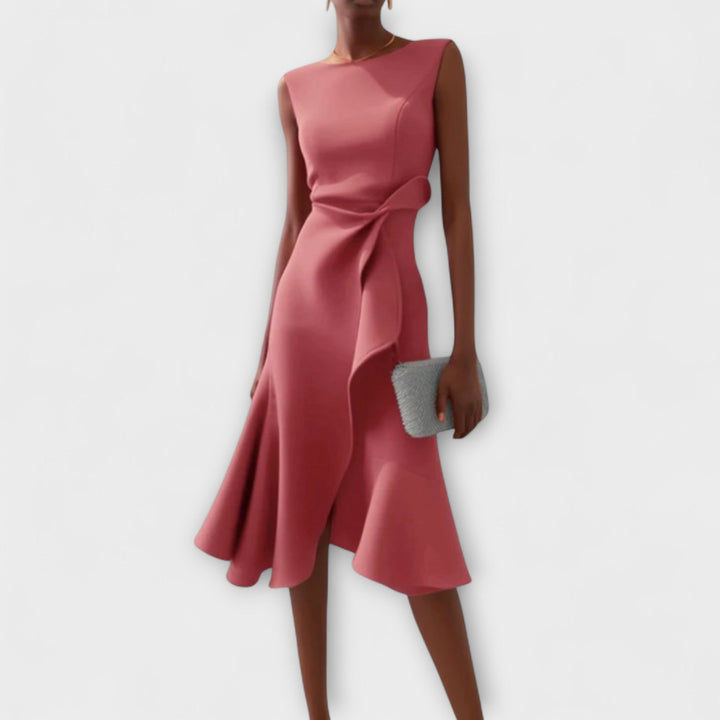Juliette – Asymmetrical Draped Midi Dress Jasmine's Boutique Australia