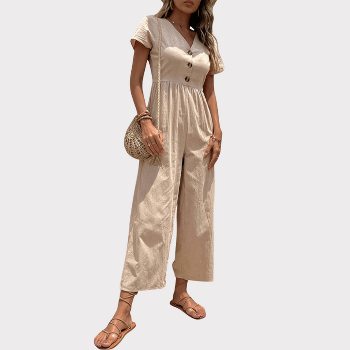Camila Button-Front Jumpsuit Liora Lane Boutique