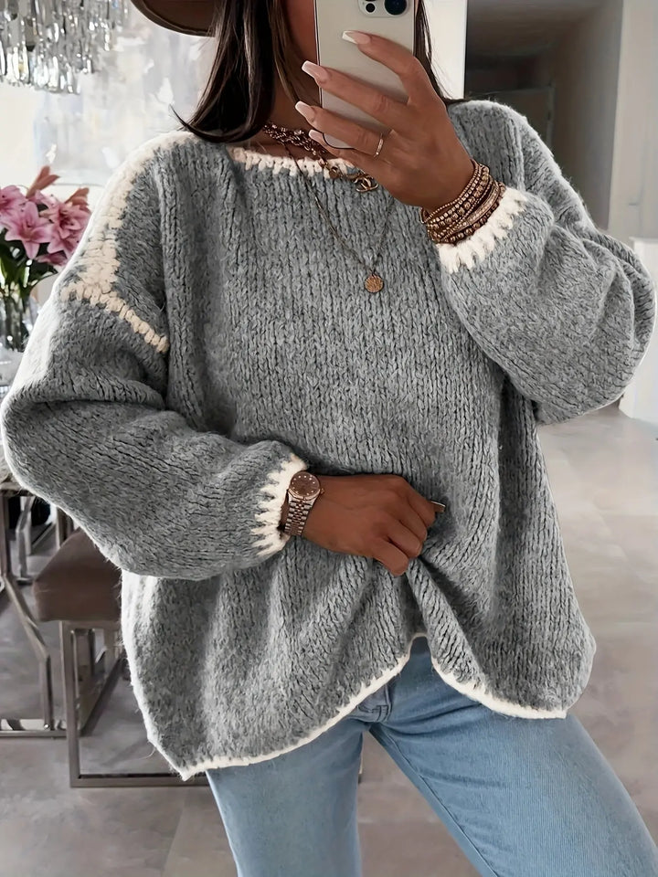 Soft Contrast Trim Chunky Knit Sweater Jasmine's Boutique Australia