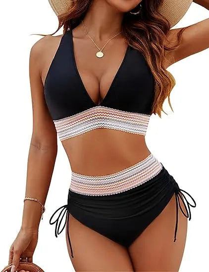 Azure Waves High-Waist Bikini Set Jasmine's Boutique Australia