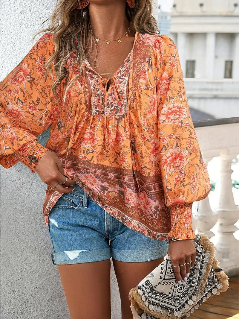 Sunset Bloom Boho Blouse Jasmine's Boutique Australia
