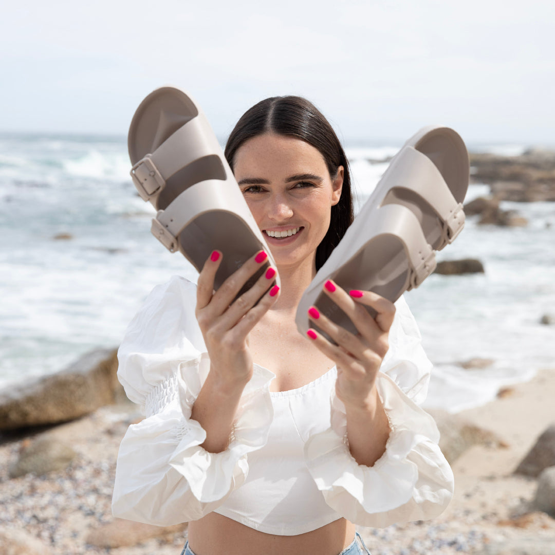 Beige Double Buckle Slide Sandals Jasmine's Boutique Australia