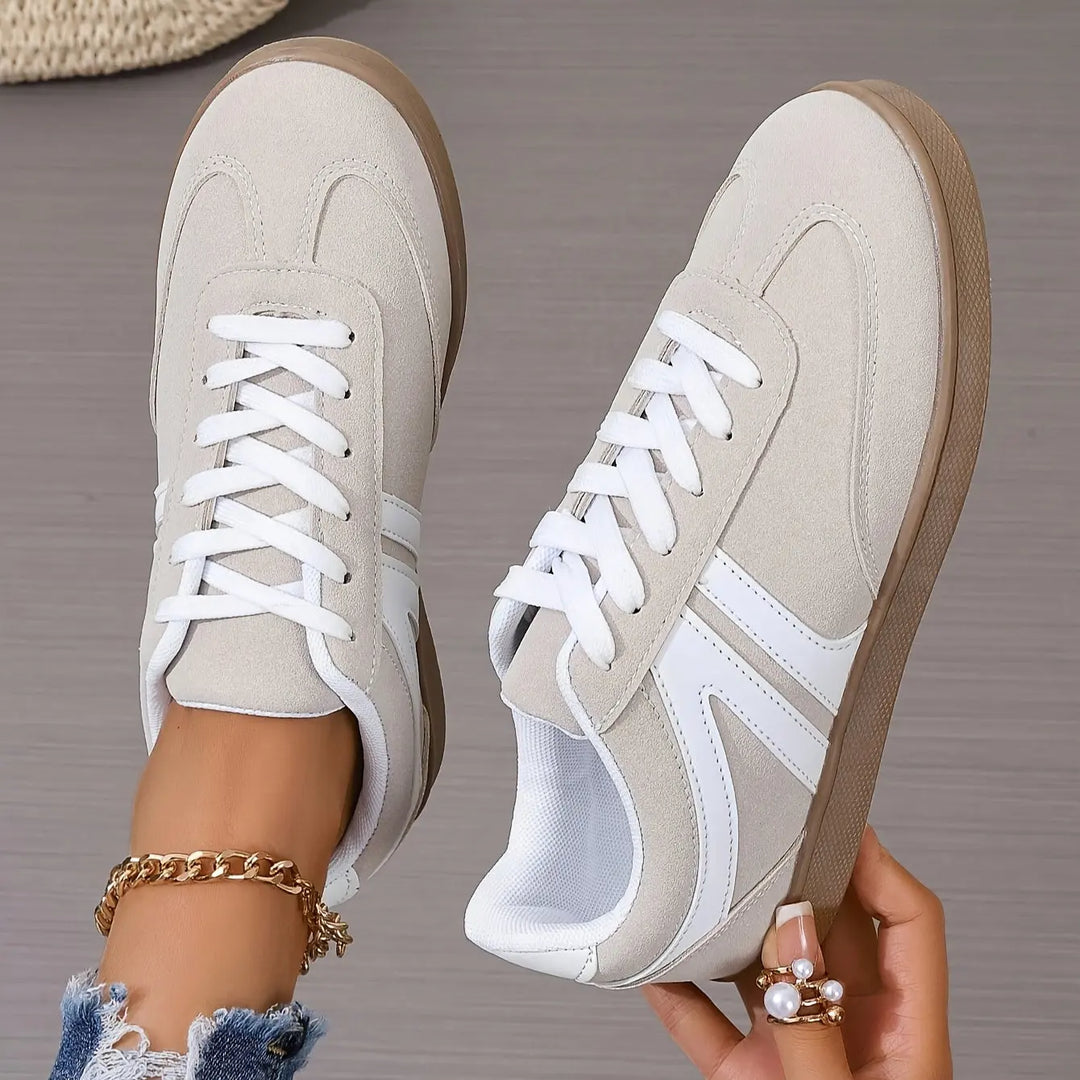 Beige Retro Lace-Up Sneakers Jasmine's Boutique Australia