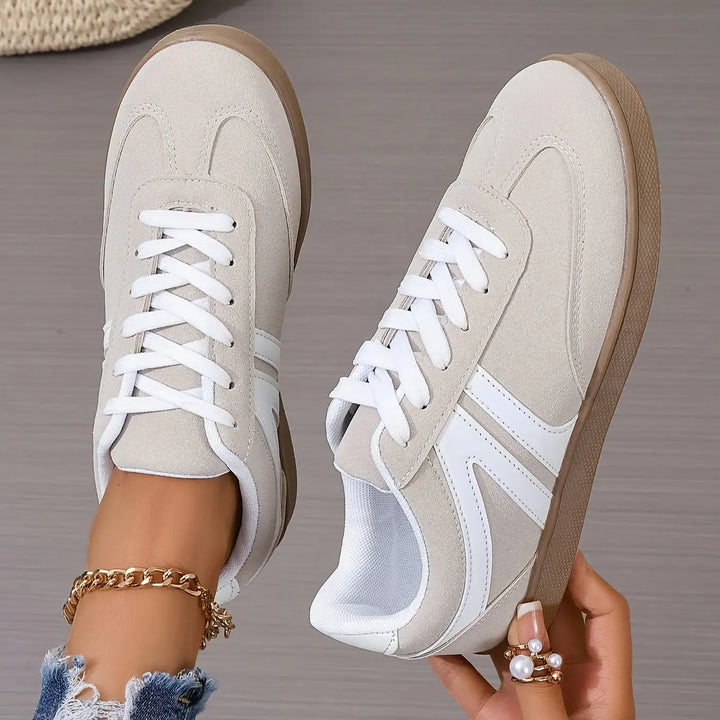 Beige Retro Lace-Up Sneakers Jasmine's Boutique Australia