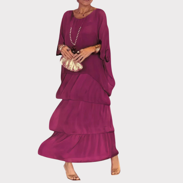 Caroline | Tiered Batwing Maxi Dress Liora Lane Boutique