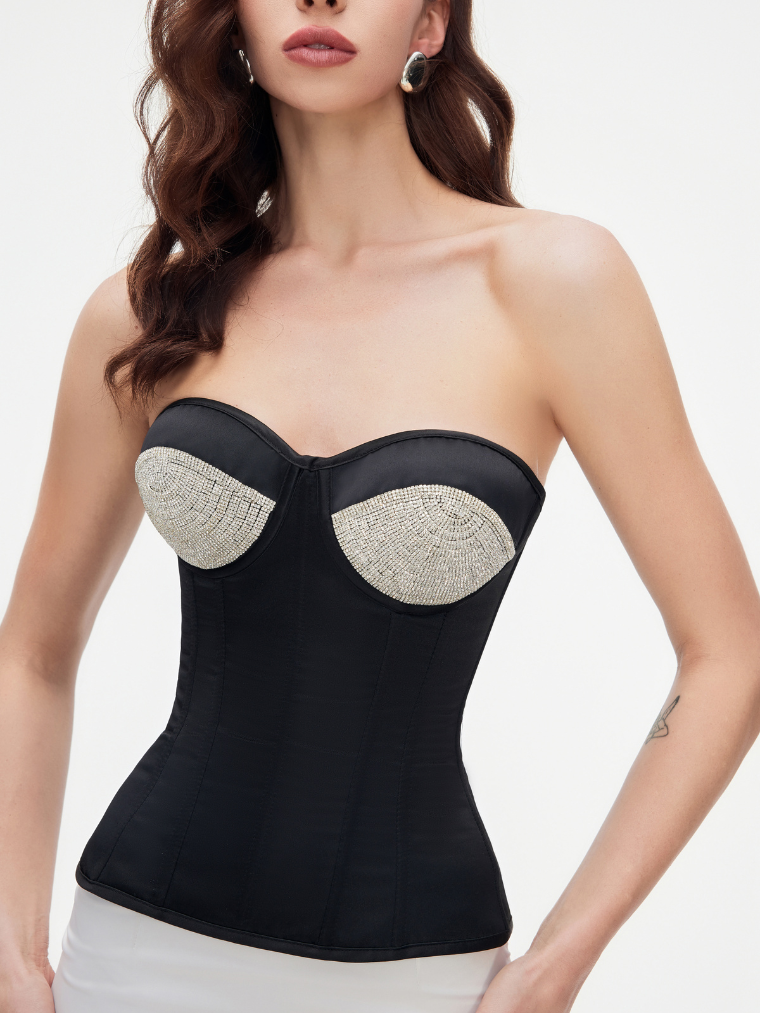 Midnight Spark Rhinestone Corset Jasmine's Boutique Australia