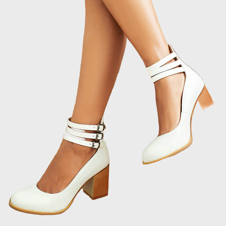 Triple Strap Elegance Block Heels Jasmine's Boutique Australia