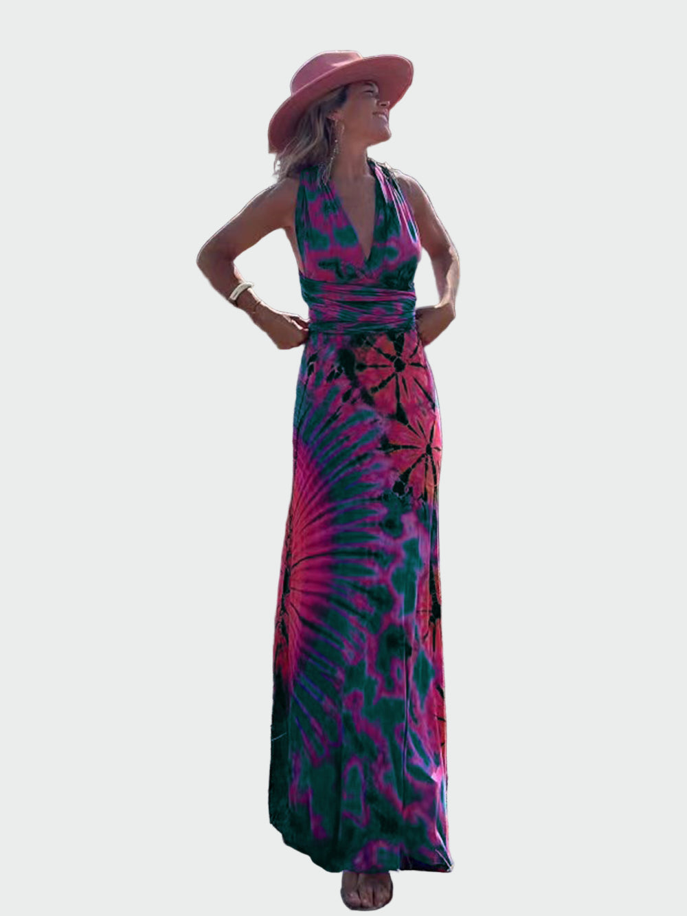 Tie Dye V Neck Cross Back Maxi Dress Jasmine's Boutique Australia