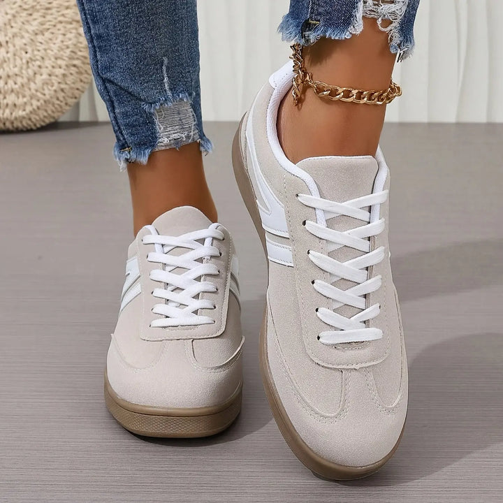 Beige Retro Lace-Up Sneakers Jasmine's Boutique Australia