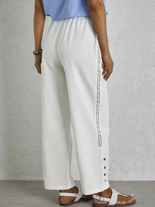 Coastal Charm Embroidered Wide-Leg Pants Jasmine's Boutique Australia