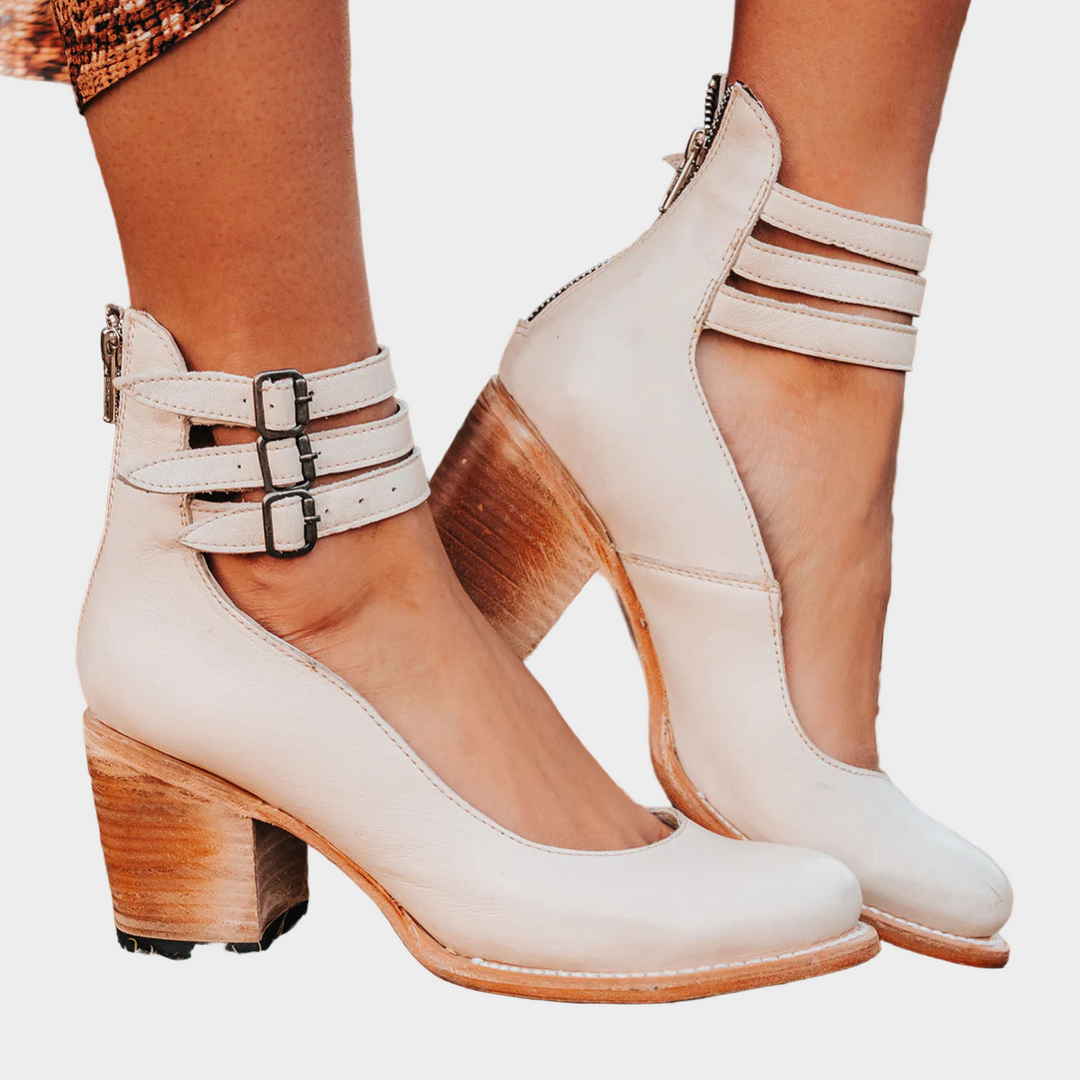 Heels with Multiple Straps and Chunky Heel Liora Lane Boutique