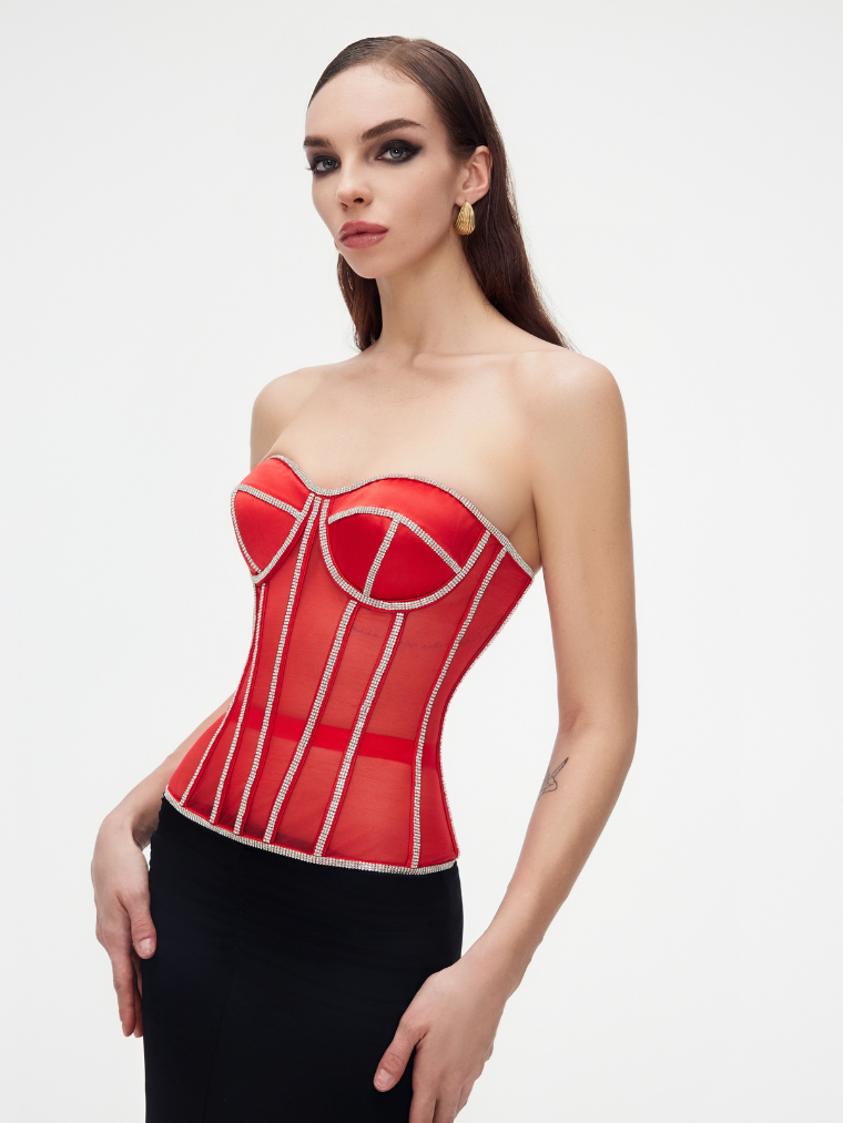 Scarlet Radiance Rhinestone Corset Jasmine's Boutique Australia