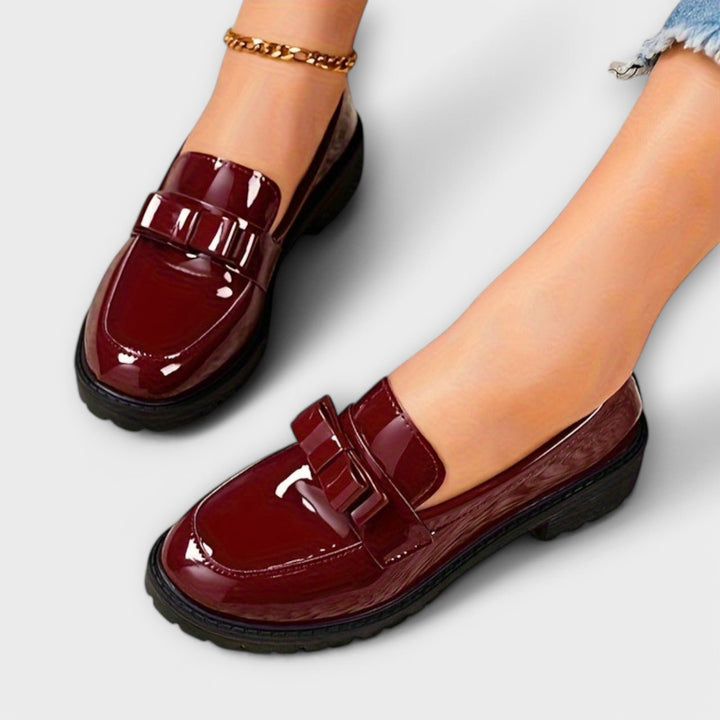 Women's Black Patent Moccasins with Bow Jasmine's Boutique Australia