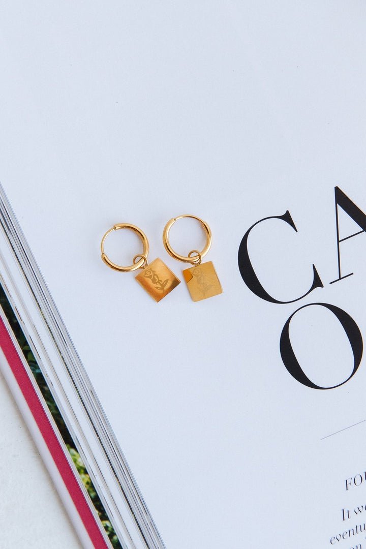 18 Karat Gold-Plated Burgundy Heart Earrings Jasmine's Boutique Australia