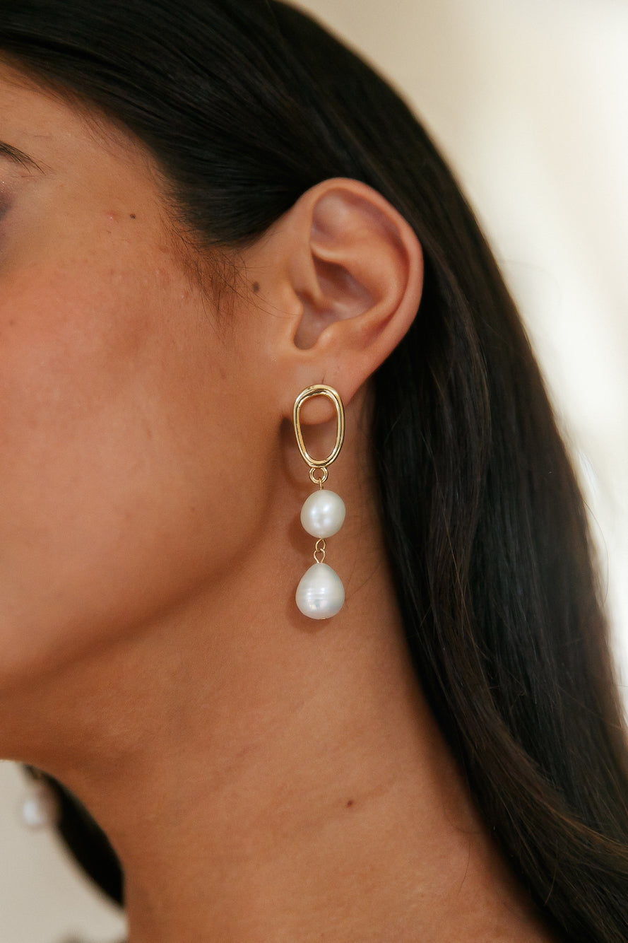 18 Karat Earrings with Pearl Products Jasmine's Boutique Australia