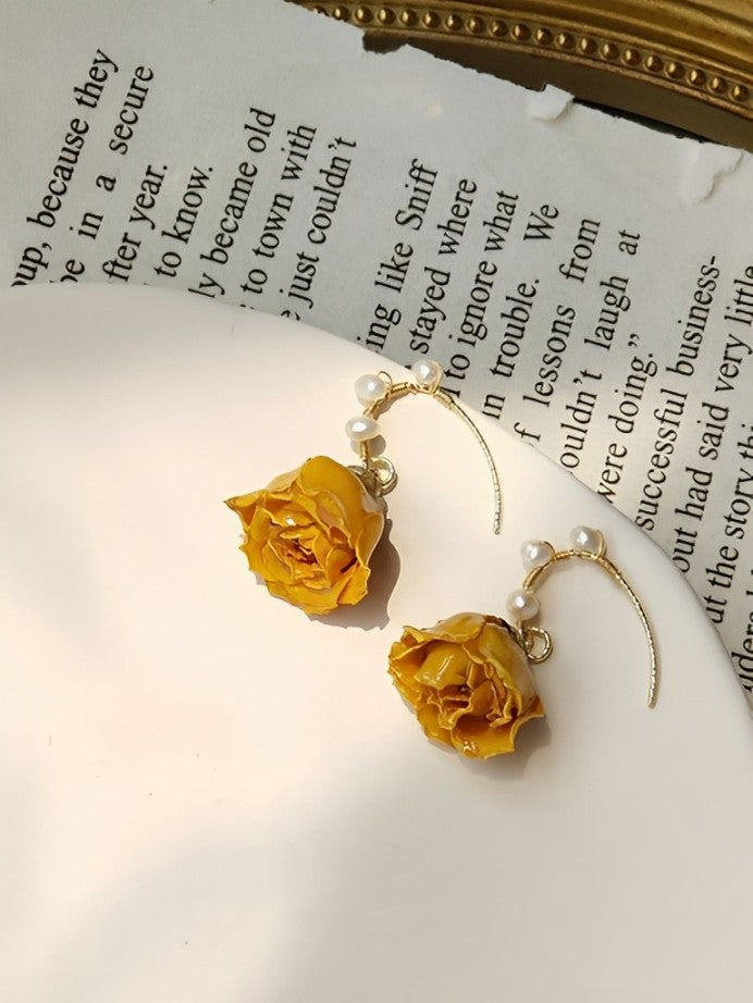 Earrings with Orange Rose - Hannah Jasmine's Boutique Australia