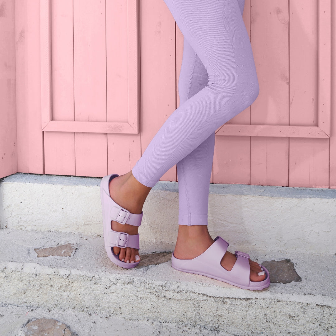 Lilac Double Buckle Slide Sandals Jasmine's Boutique Australia