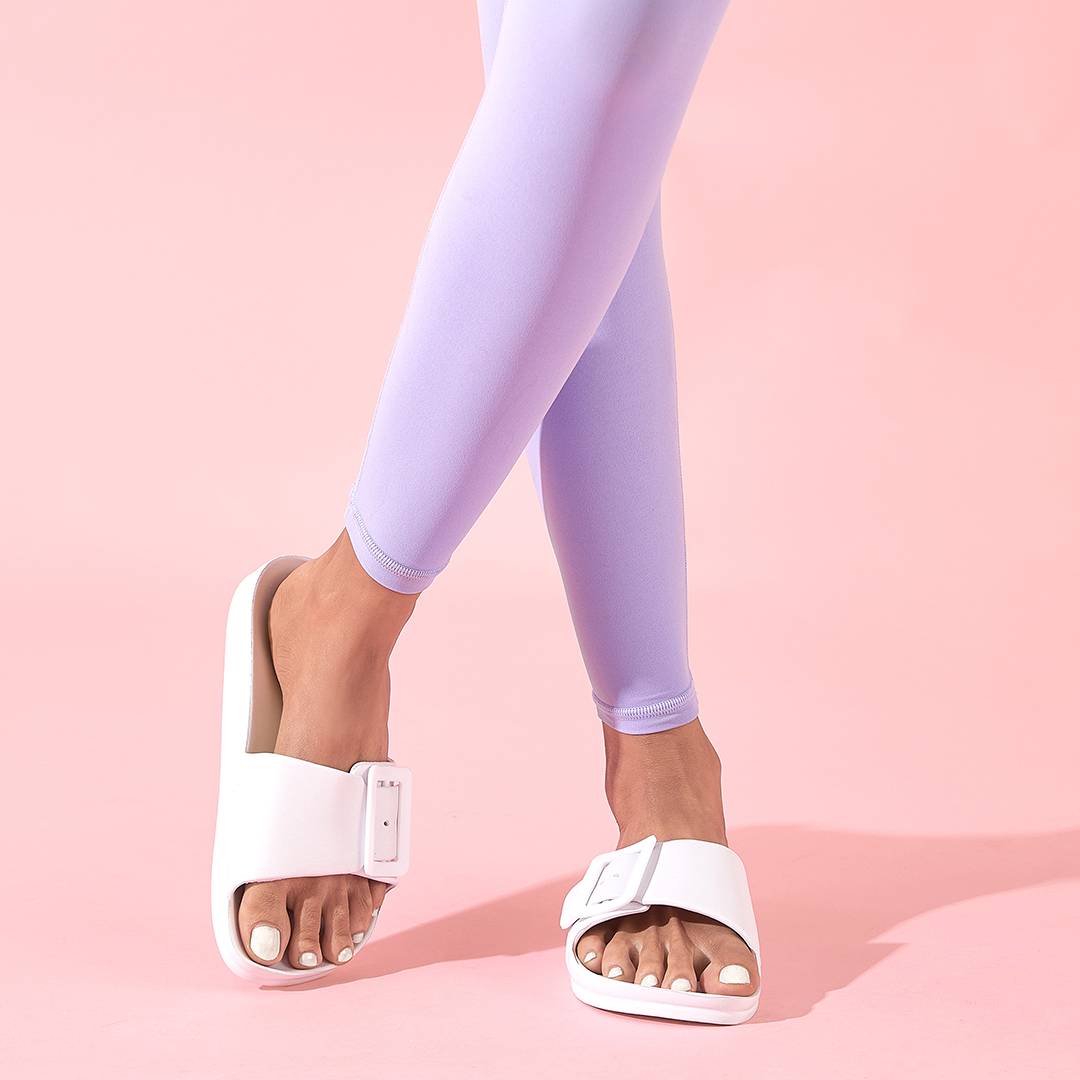 Blush & White Single Buckle Slide Sandals (Bundle) Jasmine's Boutique Australia