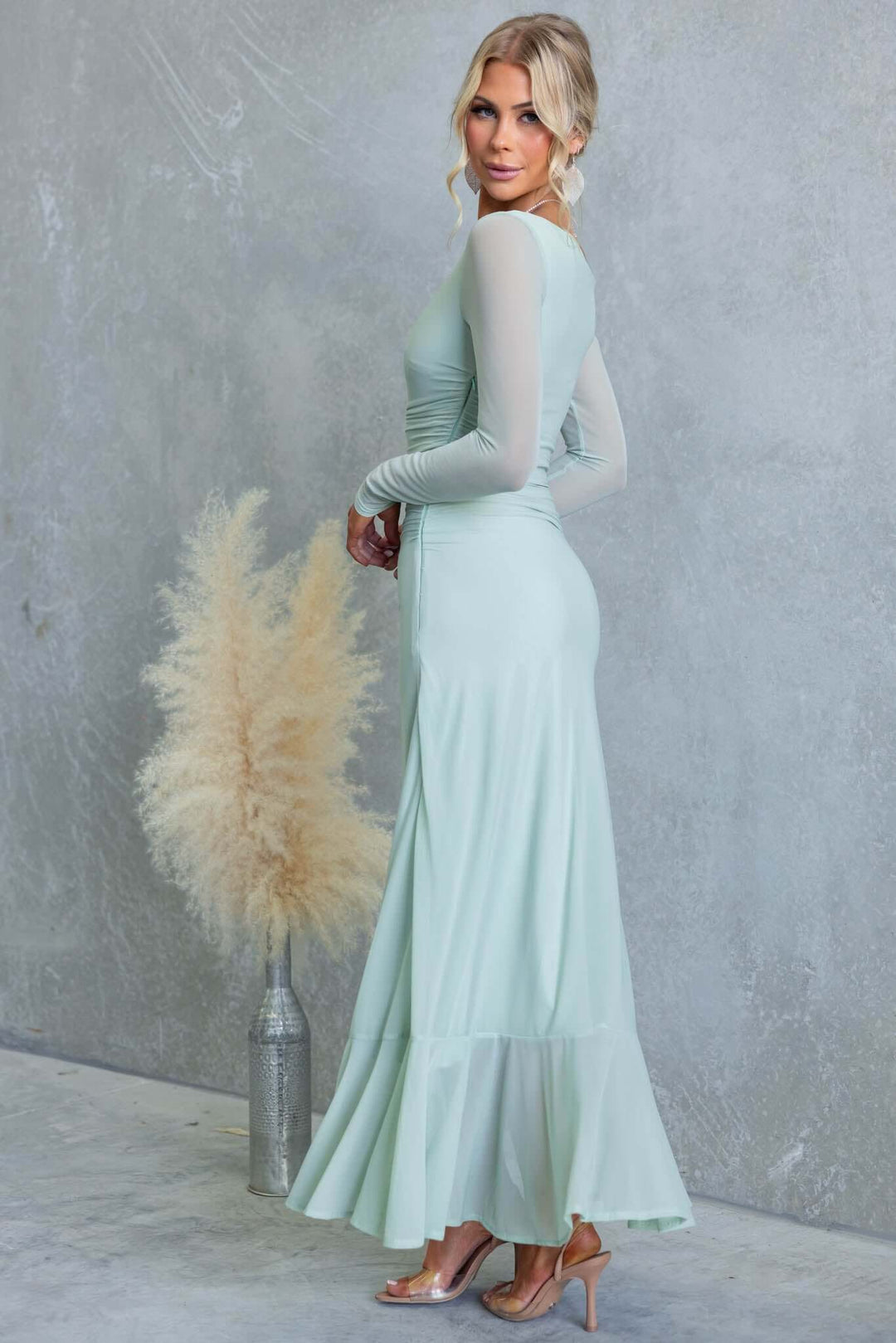 Sage Elegance Long Sleeve Maxi Dress Jasmine's Boutique Australia