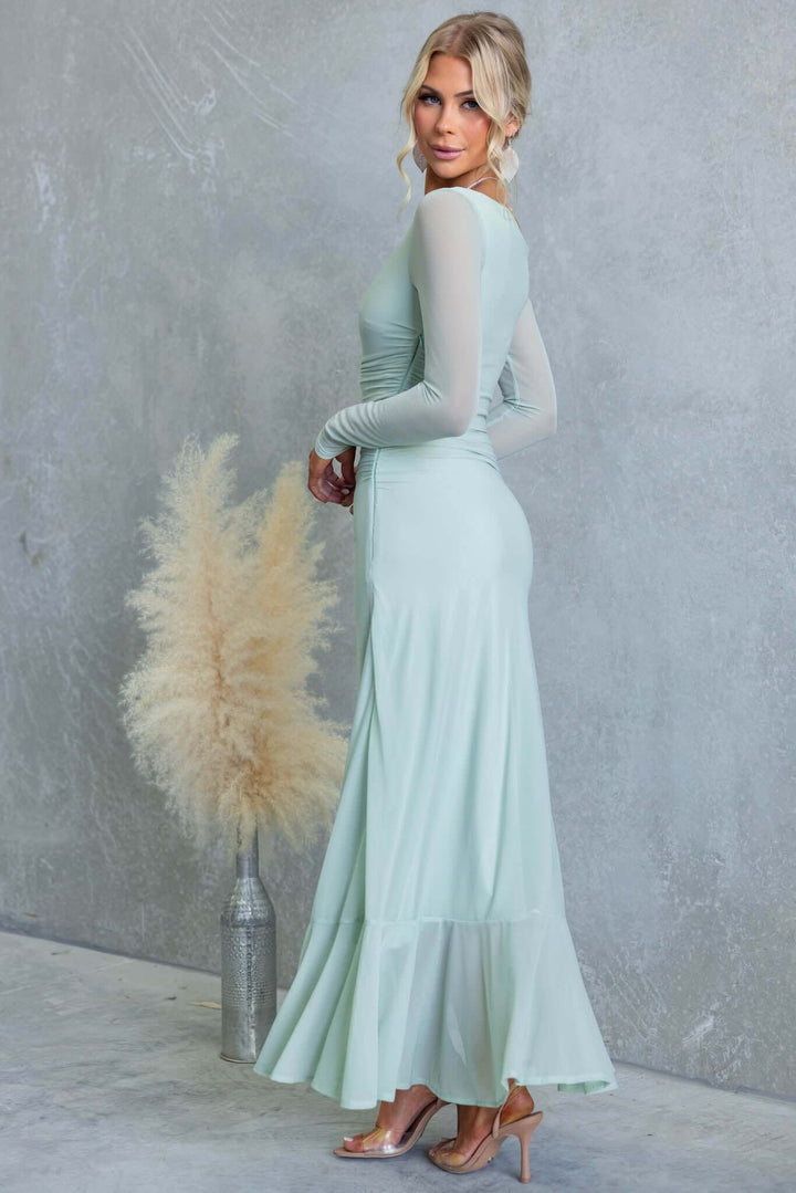 Sage Elegance Long Sleeve Maxi Dress Jasmine's Boutique Australia