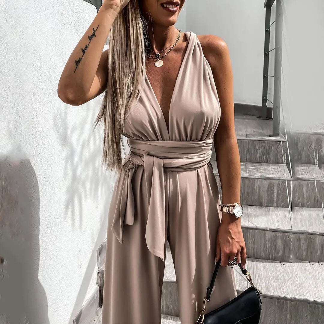 Satin Wrap Wide-Leg Jumpsuit Jasmine's Boutique Australia