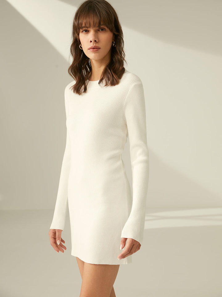Ribbed Crewneck Sweater Dress  Liora Lane Boutique Sweater Dresses