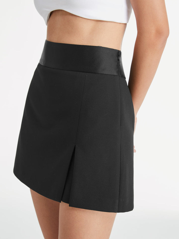 High Waisted Satin Band Mini Skort  Liora Lane Boutique Shorts