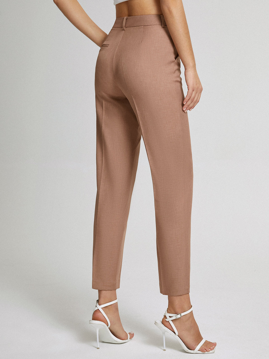 High Waisted Cropped Skinny Straight Leg Trousers  Liora Lane Boutique Pants