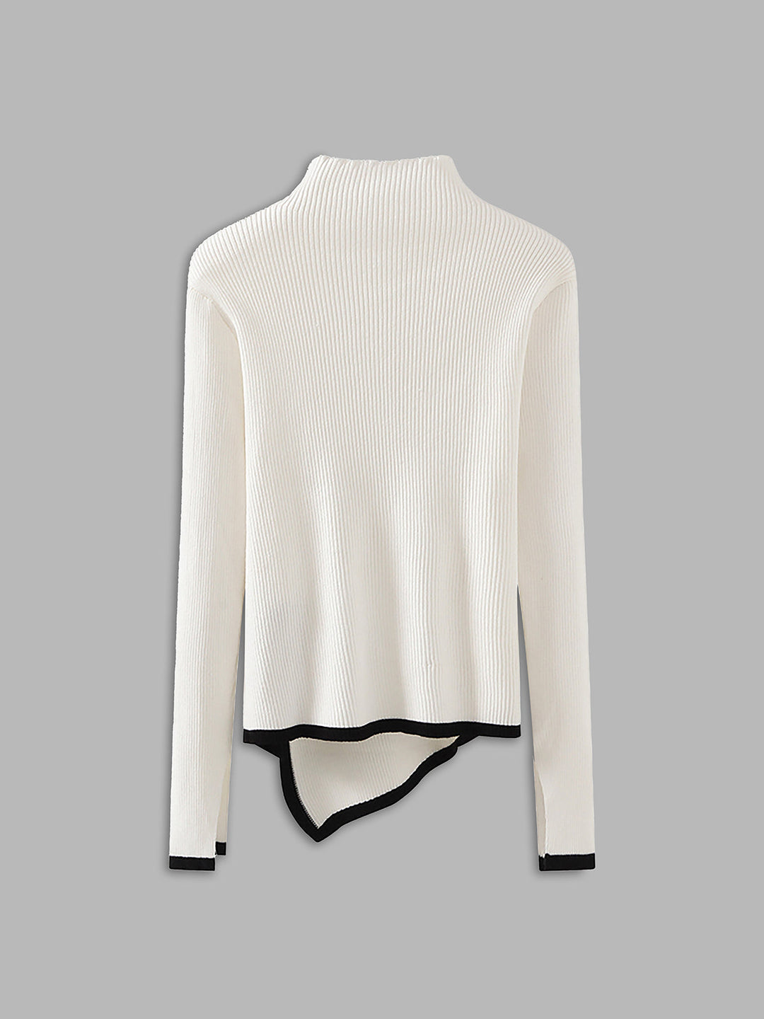 Asymmetrical Trim Mock Neck Sweater  Liora Lane Boutique Sweaters