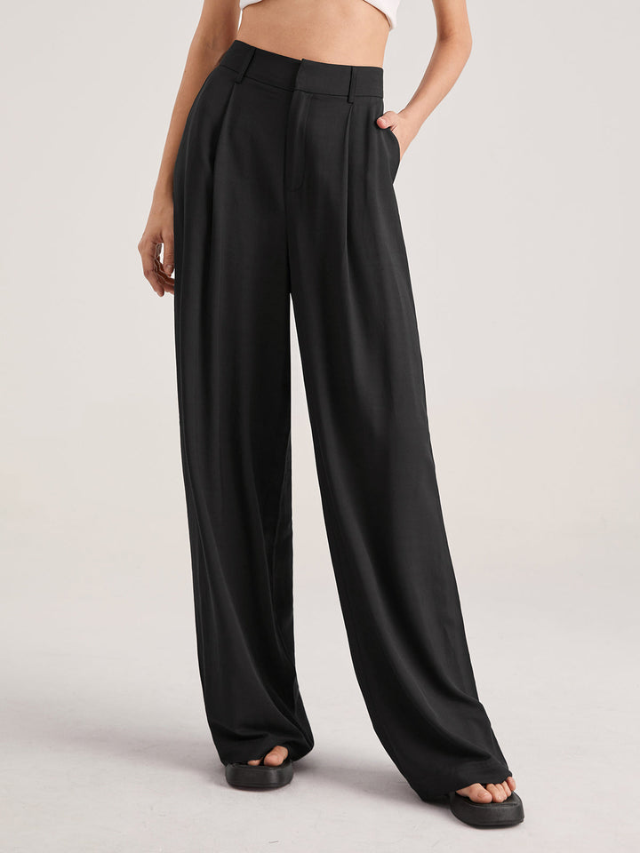 Oversized High Waisted Pleat Front Trousers  Liora Lane Boutique Pants