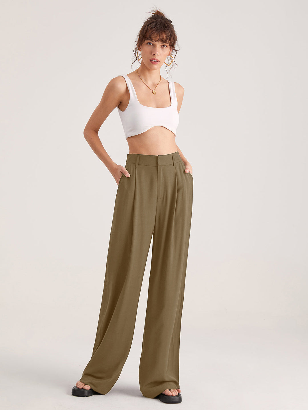 Oversized High Waisted Pleat Front Trousers  Liora Lane Boutique Pants
