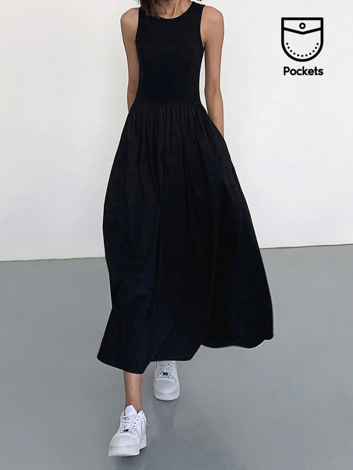 Leisure Crew Neck Long Dress  Liora Lane Boutique Dresses Black / XL 42.00