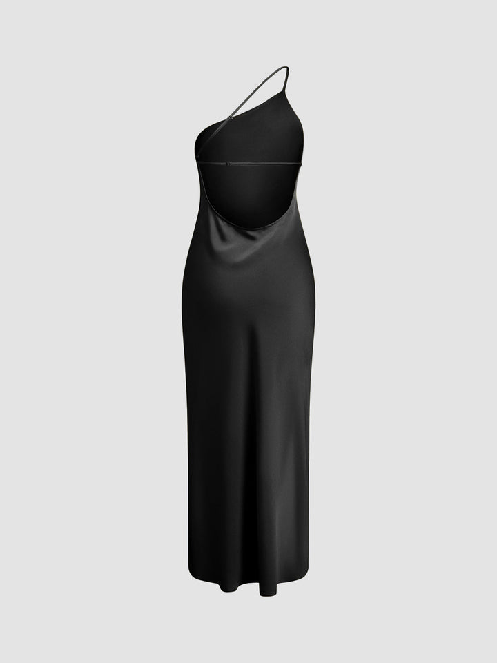 Moonlight Open Back Satin Slit Long Dress  Liora Lane Boutique Dresses