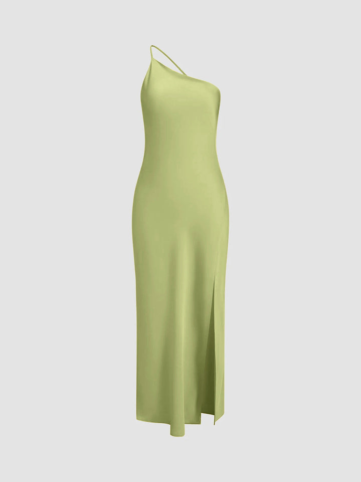 Moonlight Open Back Satin Slit Long Dress  Liora Lane Boutique Dresses Green / XL 84.99