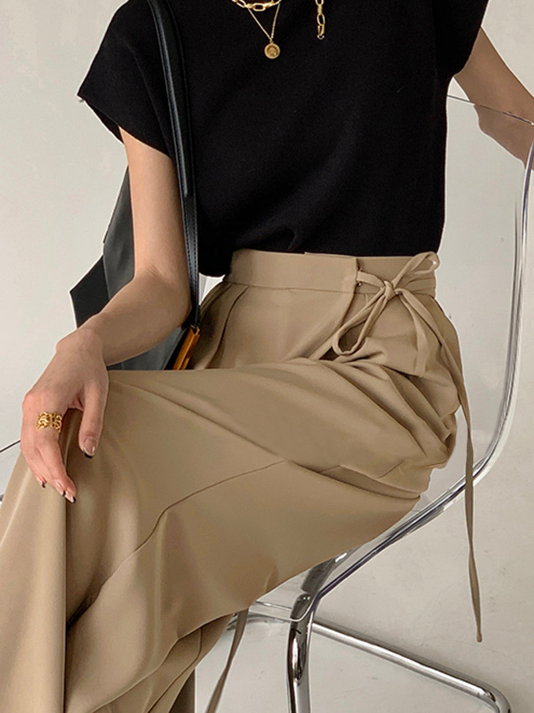 Tie Waist Flowy Wide Leg Dress Pants  Liora Lane Boutique Pants