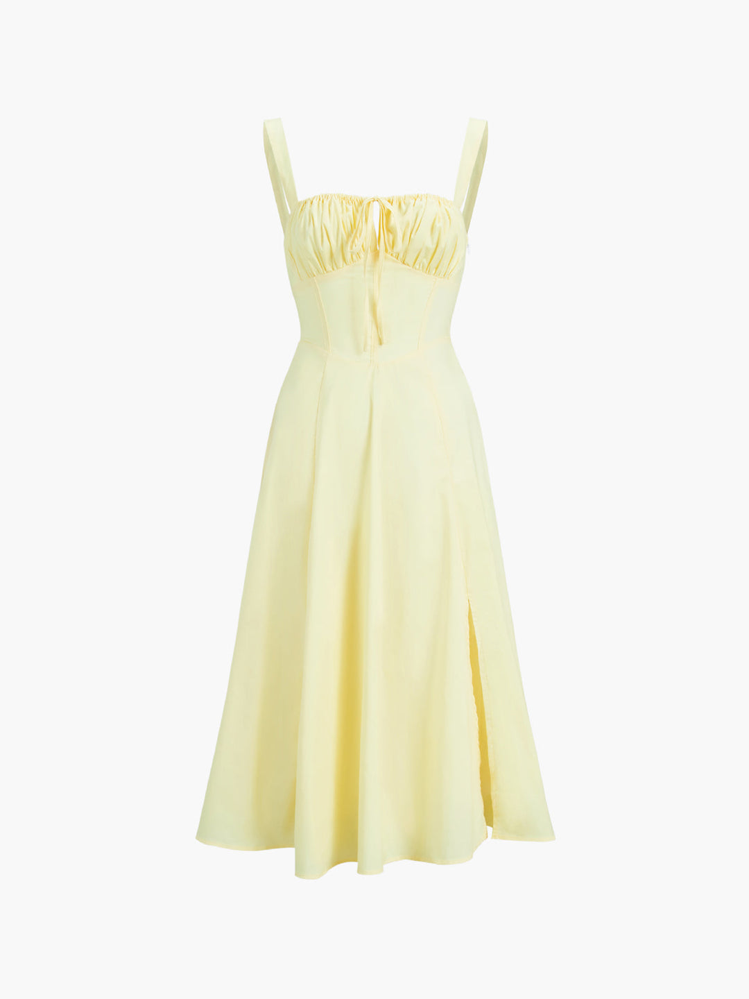 Ruched Cup Detail Long Sundress  Liora Lane Boutique Dresses LightYellow / XL 94.99