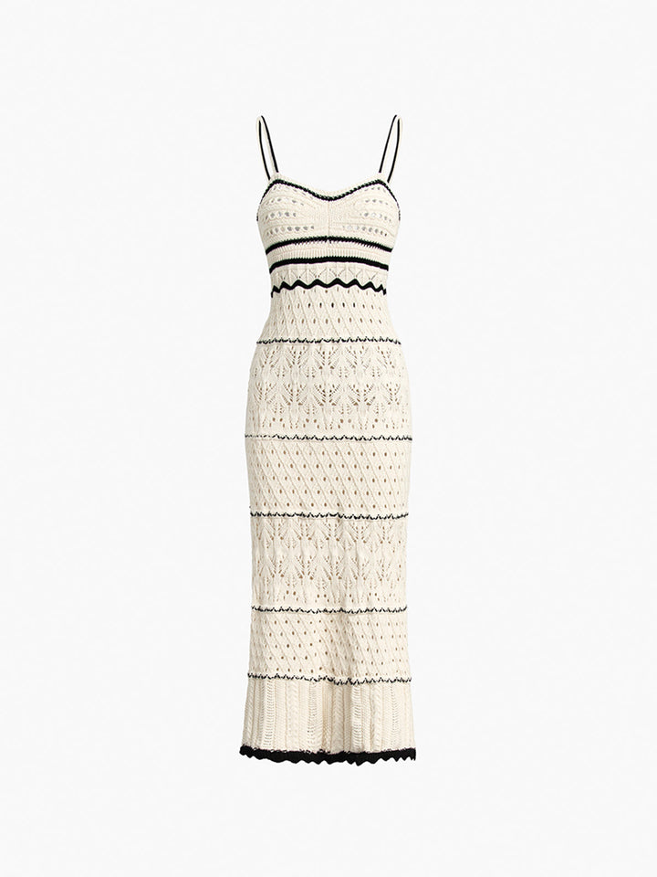 Paros Crochet Eyelet See Through Midi Dress  Liora Lane Boutique Sweater Dresses Off-White / XL 125.99