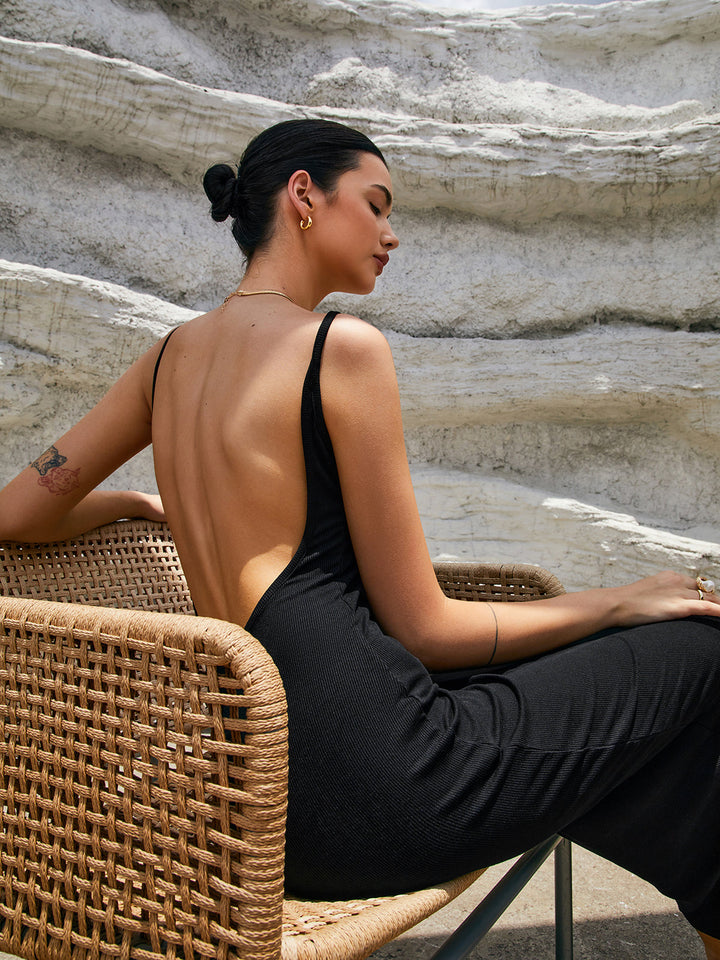 Classic Open Back Midi Dress  Liora Lane Boutique Dresses Black / XL 97.99