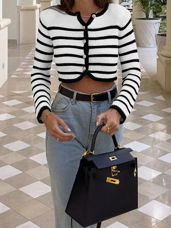 Old Money Aesthetics Stripe Cardigan  Liora Lane Boutique Cardigans